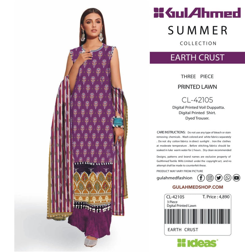 Gul Ahmad Three Piece Lawn CLP-42105