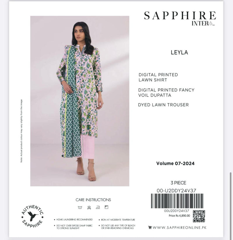 Sapphire Printed Lawn 3-Piece V37